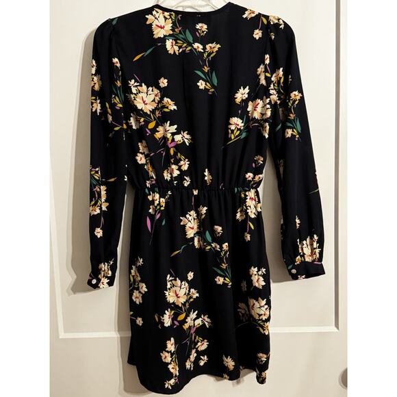 Akira Chicago Black Label Sz S Faux Wrap Floral Mini Dress Wedding Office Prep - Picture 5 of 11